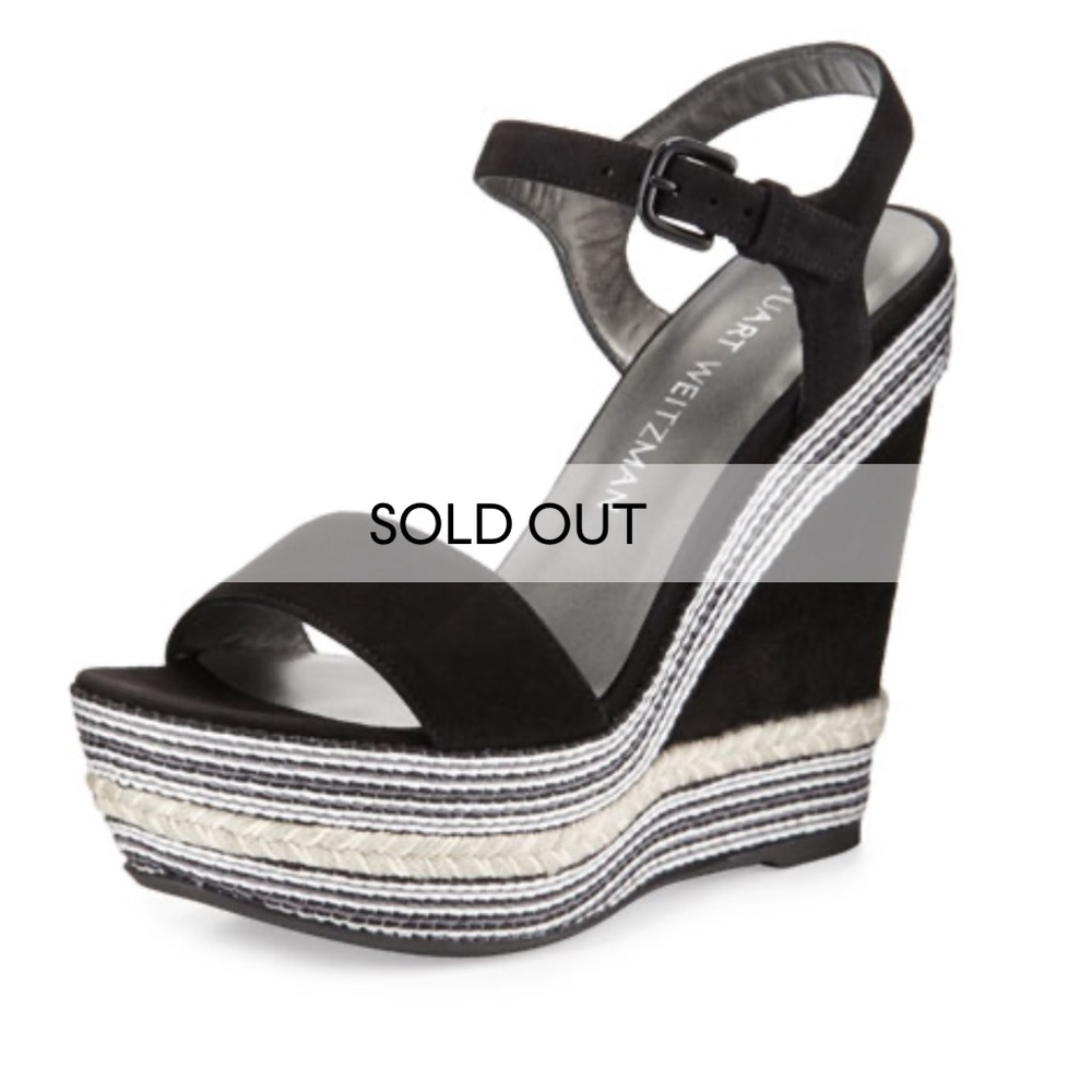 Stuart Weitzman single embellished suede wedge rope Sandal